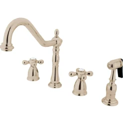 Kingston Brass Heritage Widespread Kitchen Faucet with Brass Sprayer