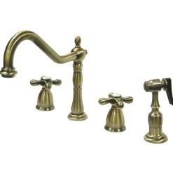 Kingston Brass Heritage Widespread Kitchen Faucet with Brass Sprayer
