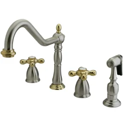 Kingston Brass Heritage Widespread Kitchen Faucet with Brass Sprayer