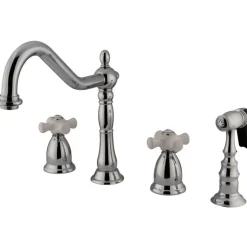 Kingston Brass Heritage Widespread Deck Mount 4-Hole Kitchen Faucet