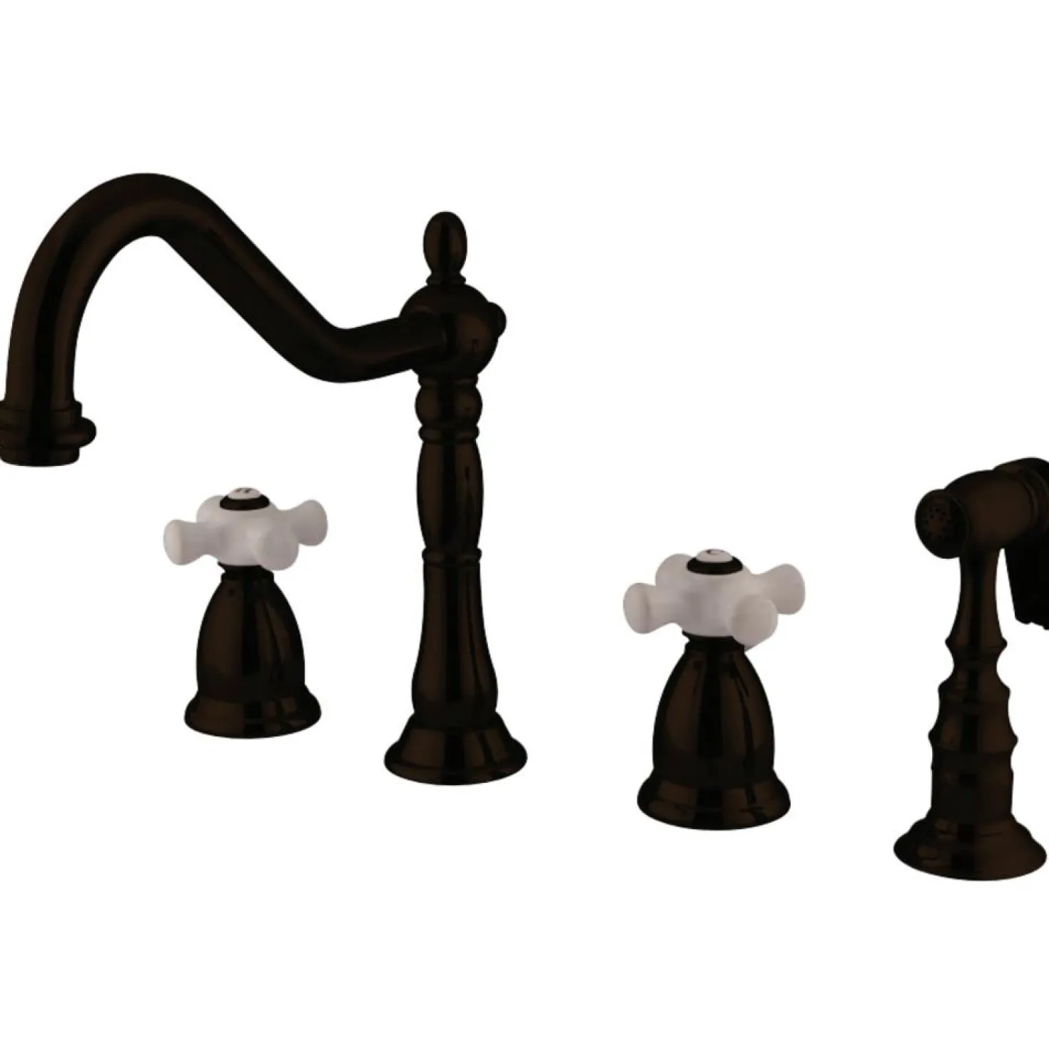 Kingston Brass Heritage Widespread Deck Mount 4-Hole Kitchen Faucet