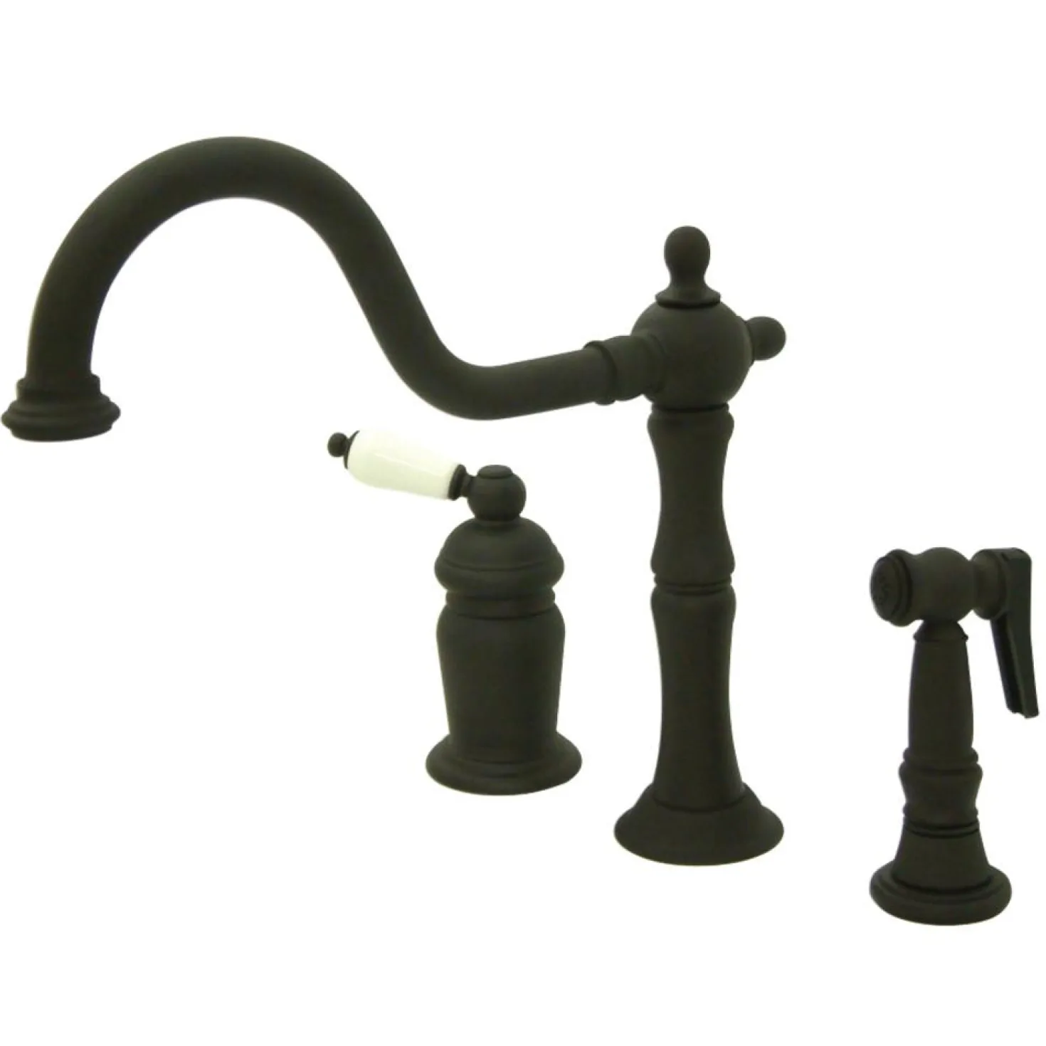 Kingston Brass Heritage Widespread Deck Mount 3-Hole Kitchen Faucet