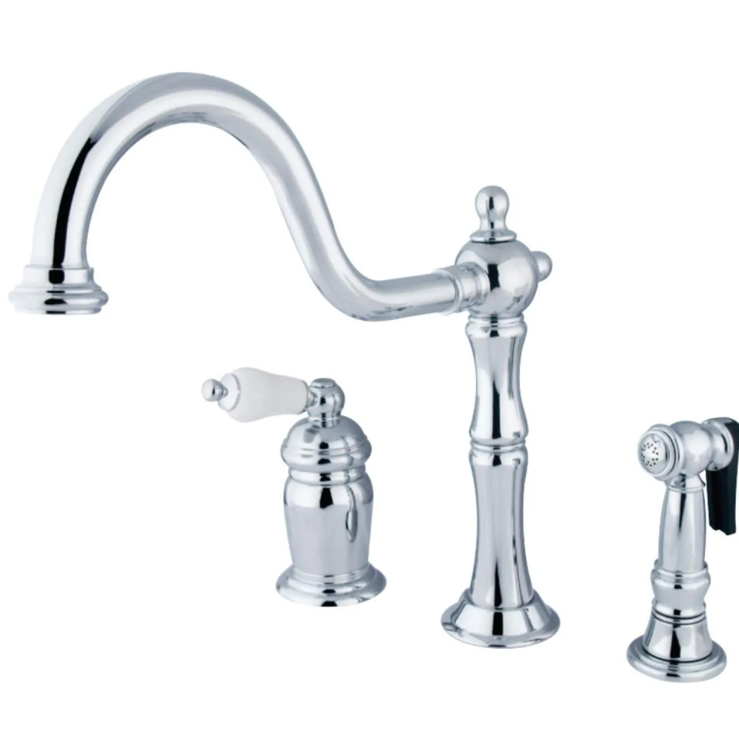 Kingston Brass Heritage Widespread Deck Mount 3-Hole Kitchen Faucet