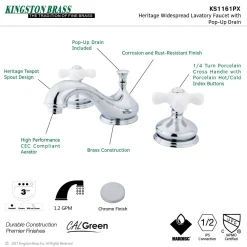 Kingston Brass Heritage 8" Widespread 3-Hole Bathroom Faucet