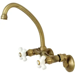 Kingston Brass 2-Hole 2-Handle Wall Mount Kitchen Faucet