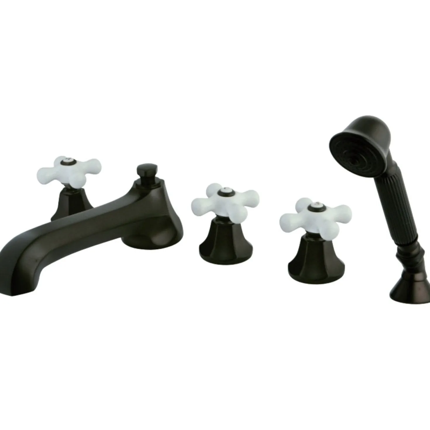 Kingston Brass 5-Hole Roman Tub Filler with Hand Shower
