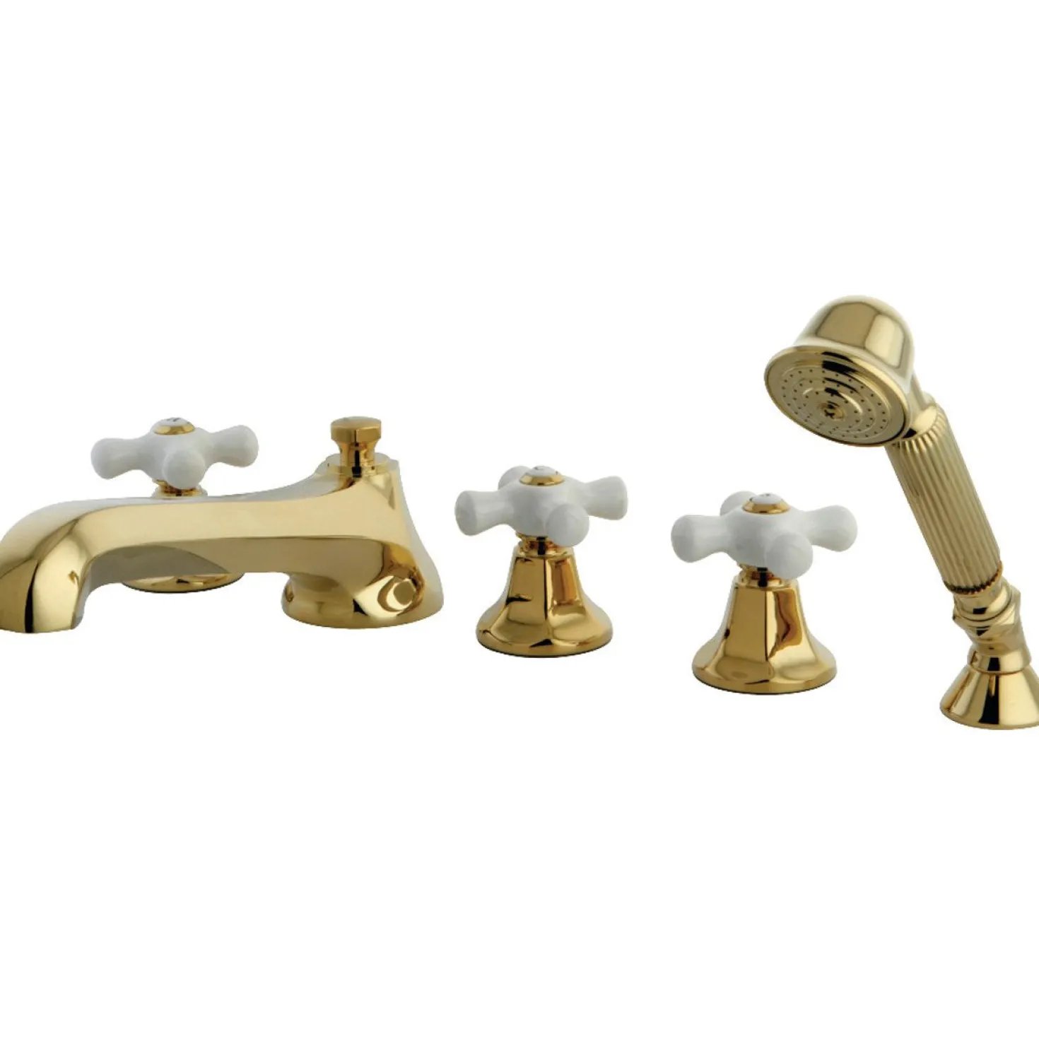 Kingston Brass 5-Hole Roman Tub Filler with Hand Shower