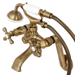 Kingston Brass 2-Hole Tub Wall Mount Clawfoot Tub Faucet with Hand Shower