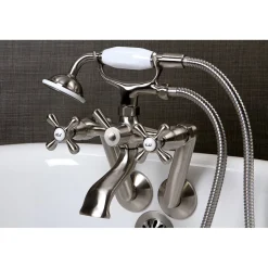 Kingston Brass 2-Hole Tub Wall Mount Clawfoot Tub Faucet with Hand Shower