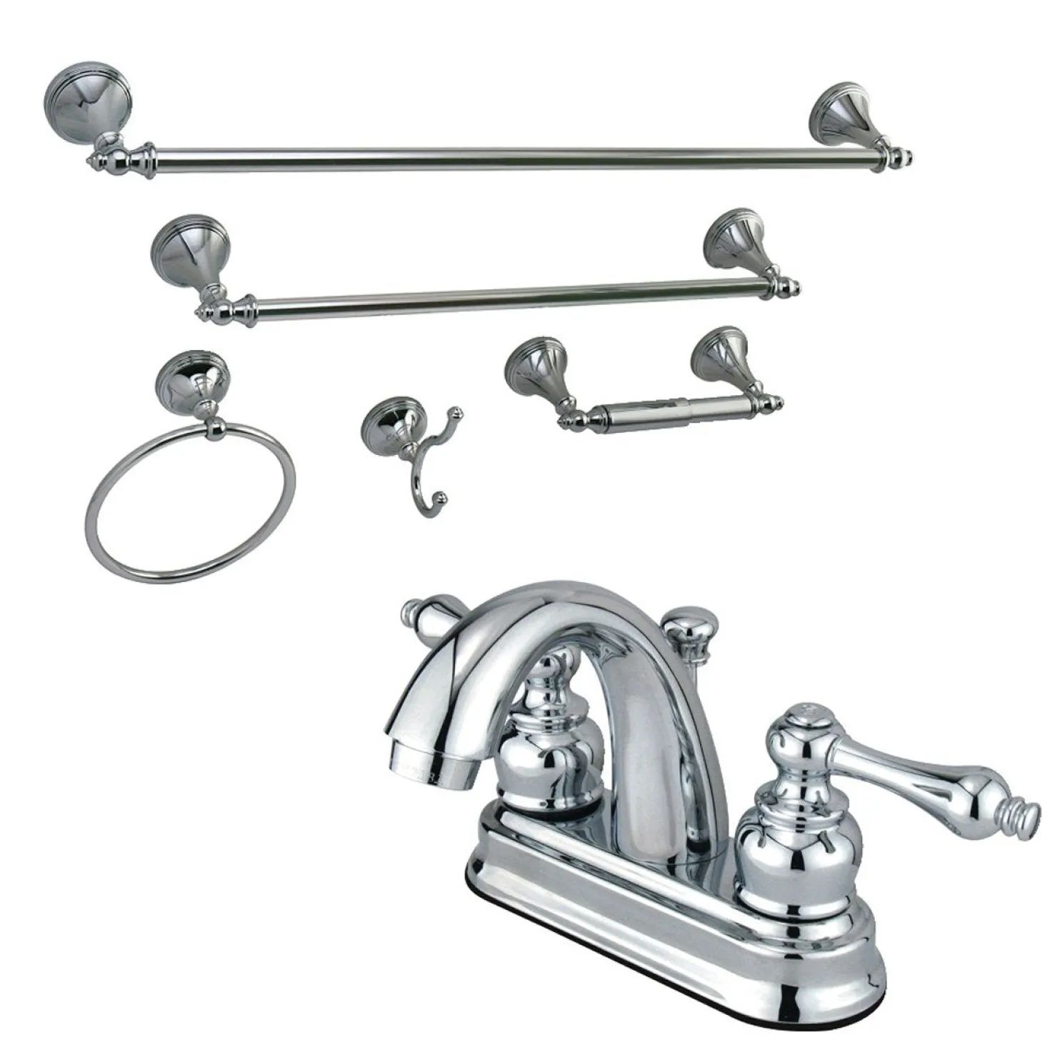 Kingston Brass 4-Inch Bathroom Faucet with 5-Piece Bathroom Hardware Combo