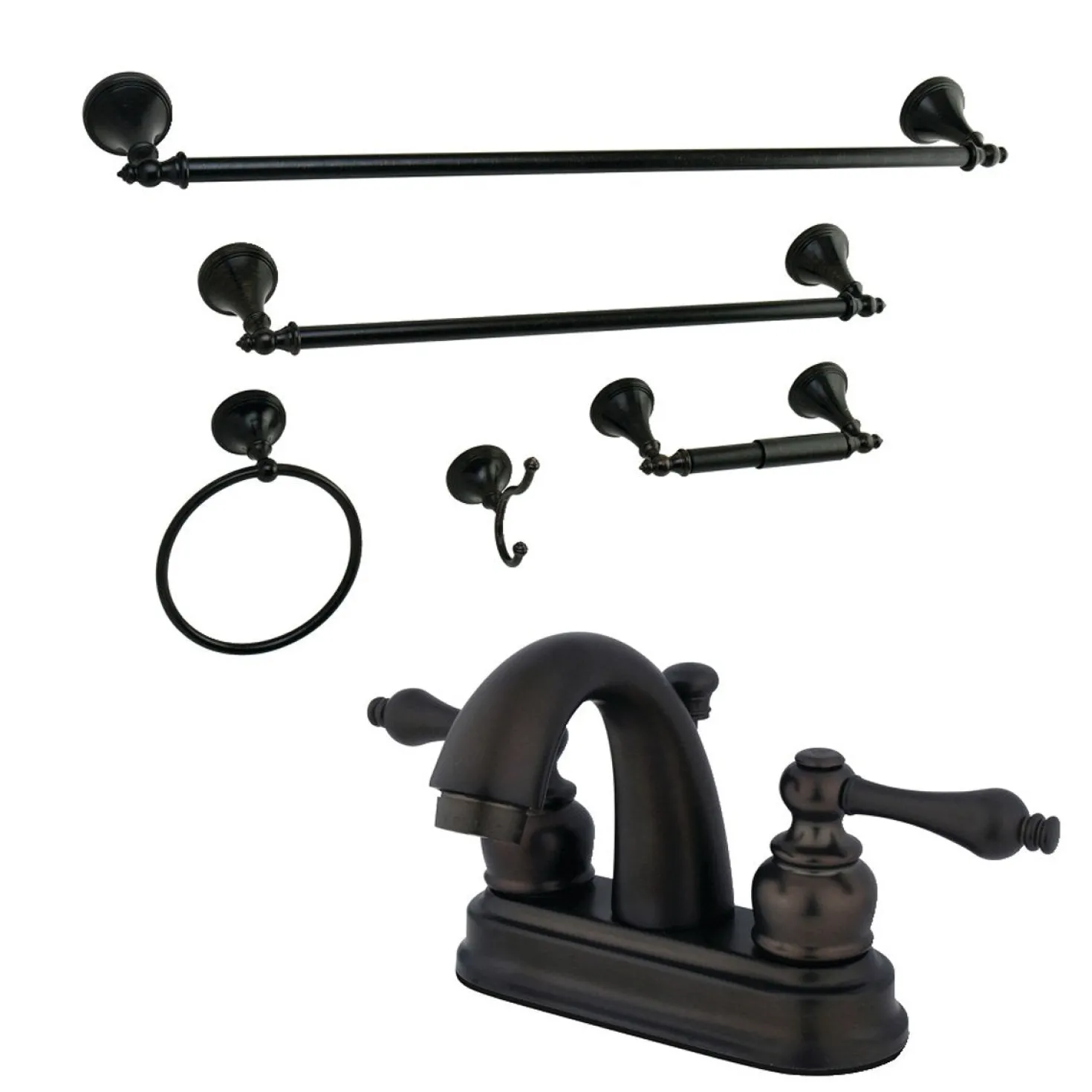 Kingston Brass 4-Inch Bathroom Faucet with 5-Piece Bathroom Hardware Combo