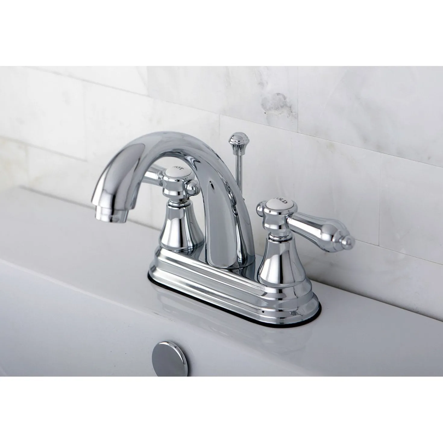 Kingston Brass 4-Inch Centerset Bathroom Faucet with Brass Pop-Up