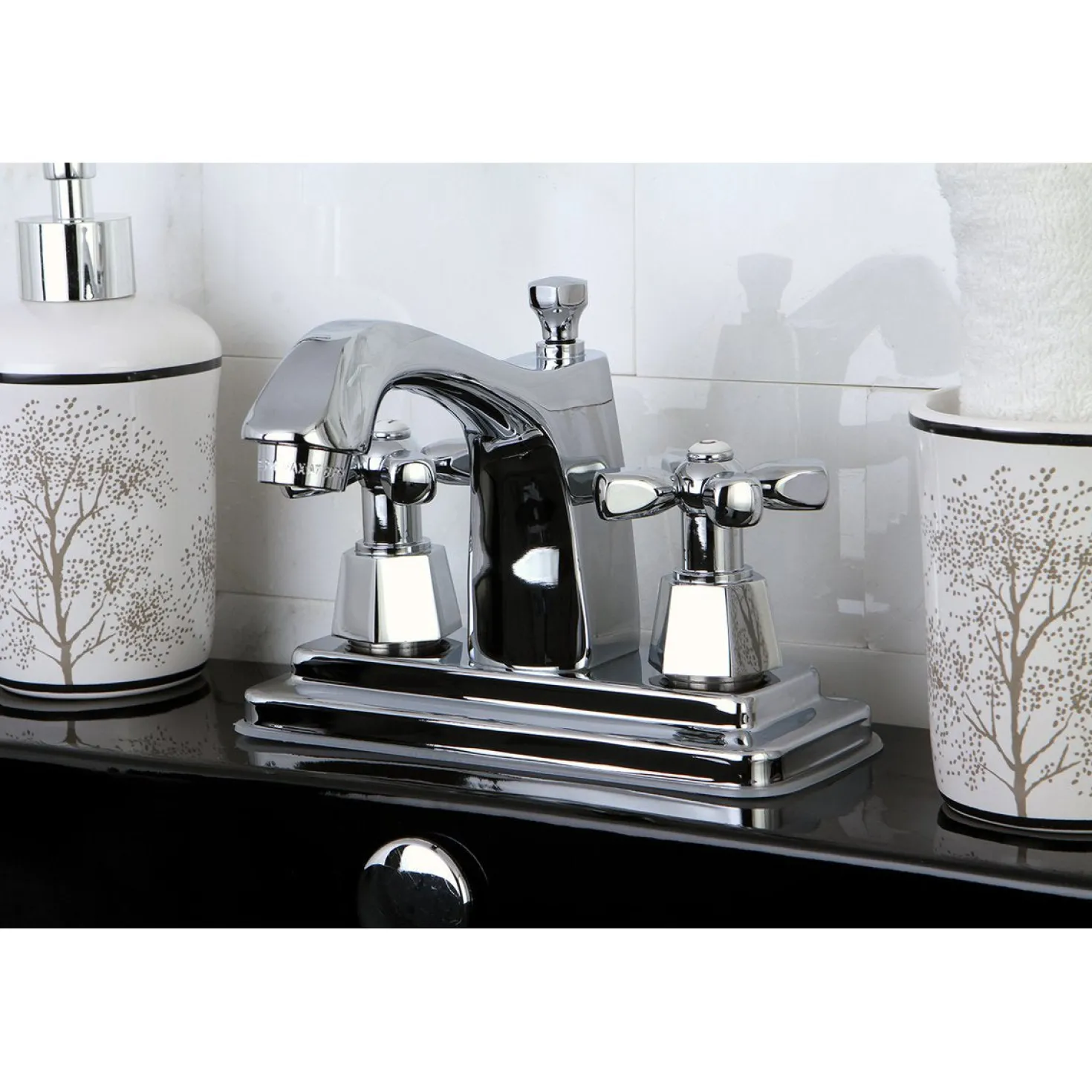 Kingston Brass 4-Inch Centerset Bathroom Faucet with Push Pop-Up Drain
