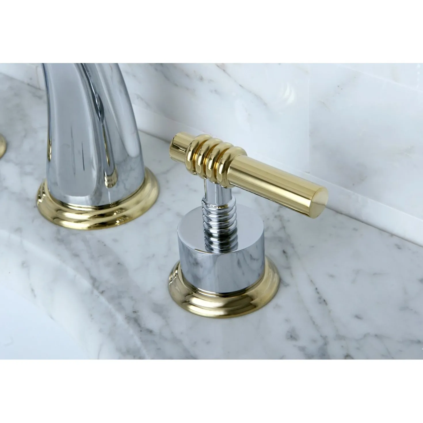 Kingston Brass 8-Inch Widespread Bathroom Faucet with Brass Pop-Up
