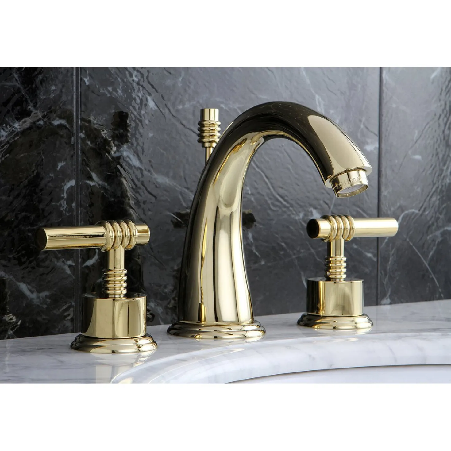 Kingston Brass 8-Inch Widespread Bathroom Faucet with Brass Pop-Up