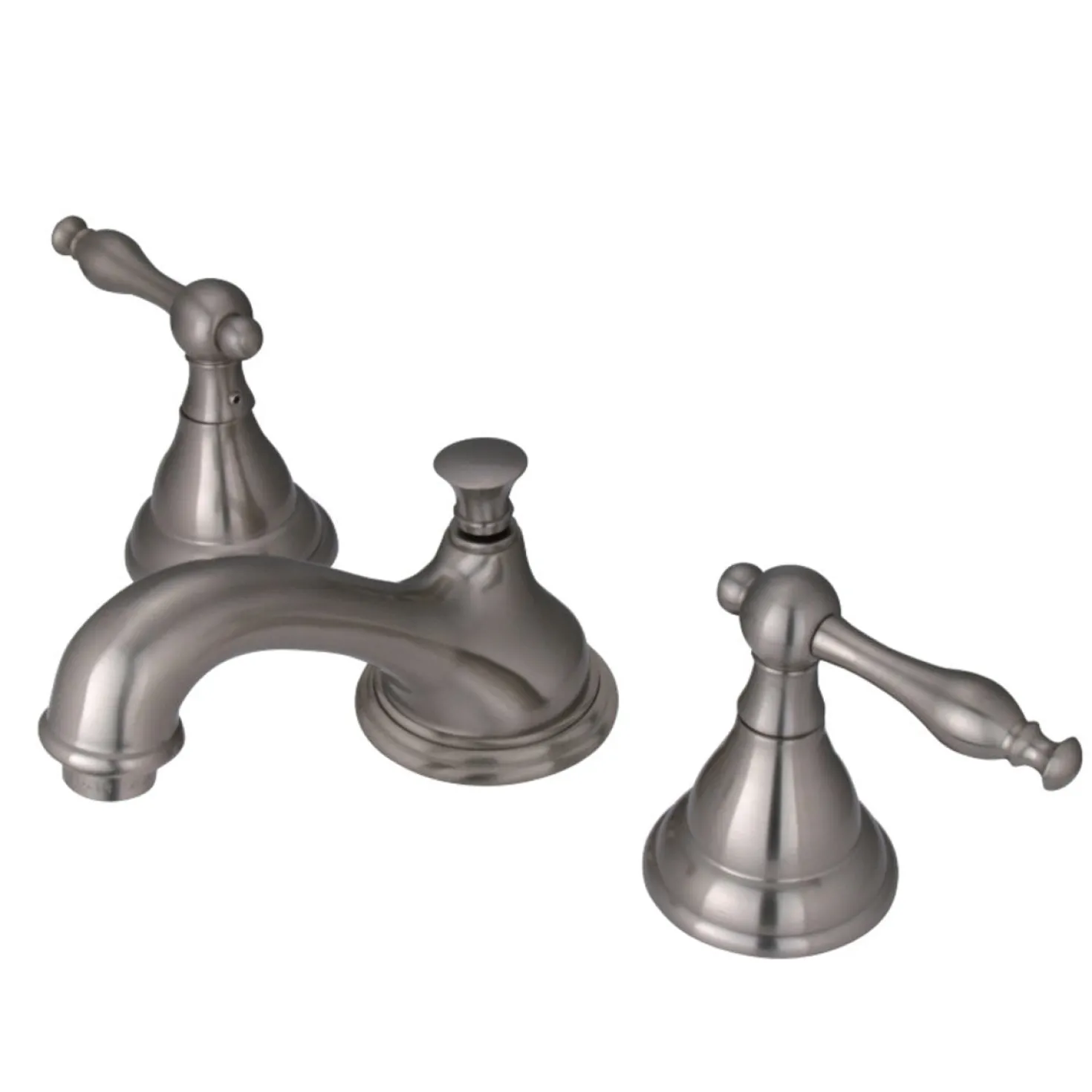 Kingston Brass 8-Inch Widespread Deck Mount Bathroom Faucet with Brass Pop-Up