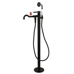 Kingston Brass Kaiser Freestanding Tub Faucet with Hand Shower in Matte Black