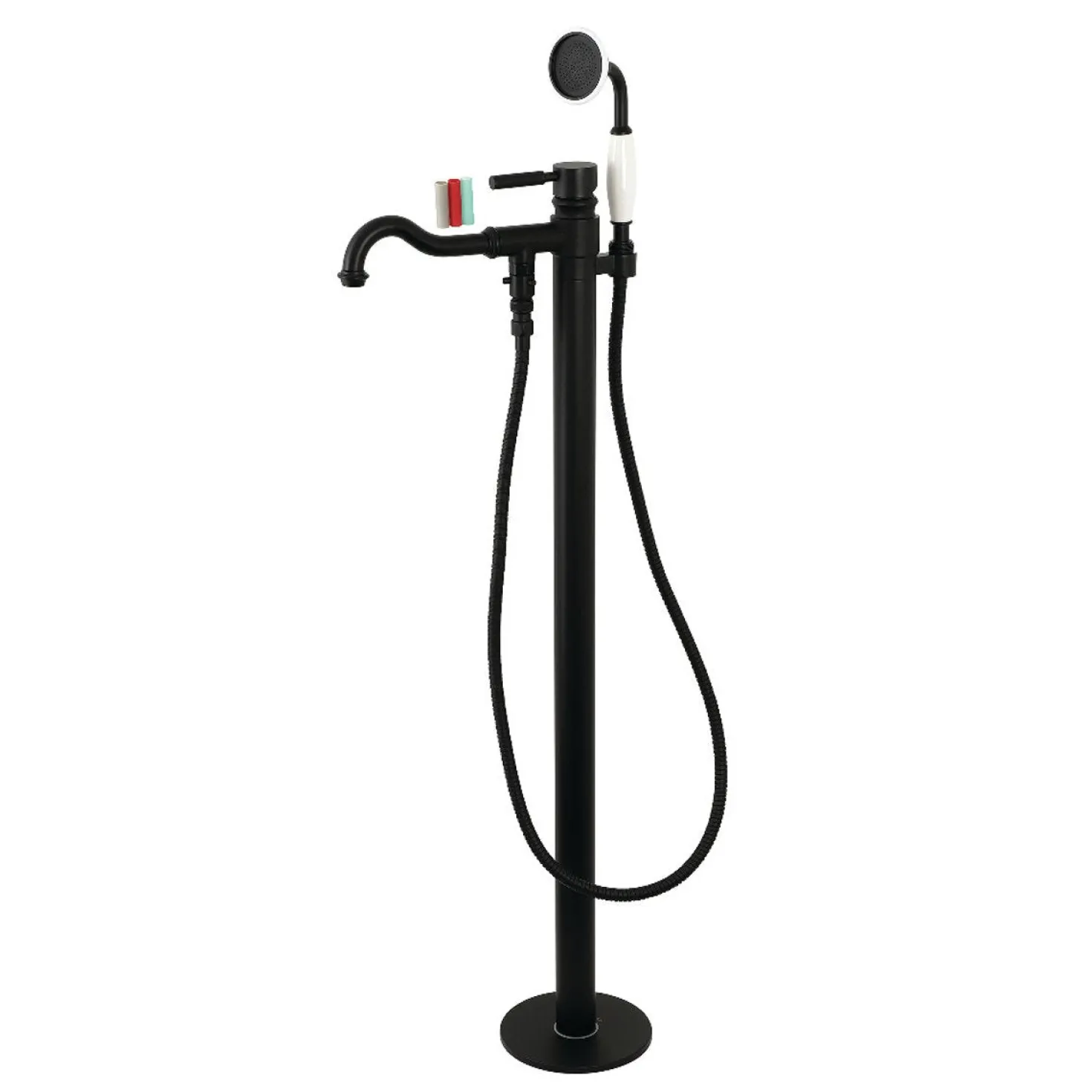 Kingston Brass Kaiser Freestanding Tub Faucet with Hand Shower in Matte Black
