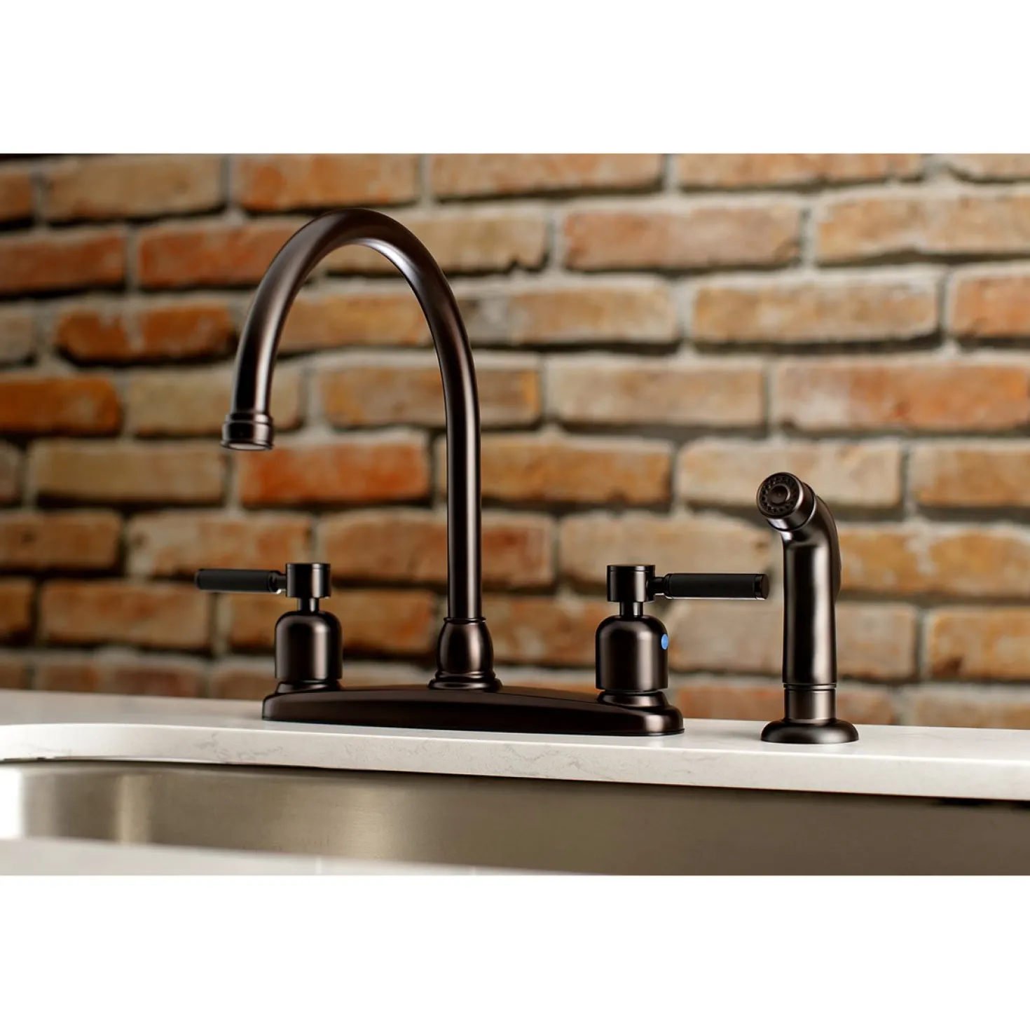 Kingston Brass Kaiser 4-Hole Centerset Kitchen Faucet