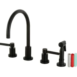 Kingston Brass Kaiser 8-Inch Widespread Kitchen Faucet with Brass Sprayer