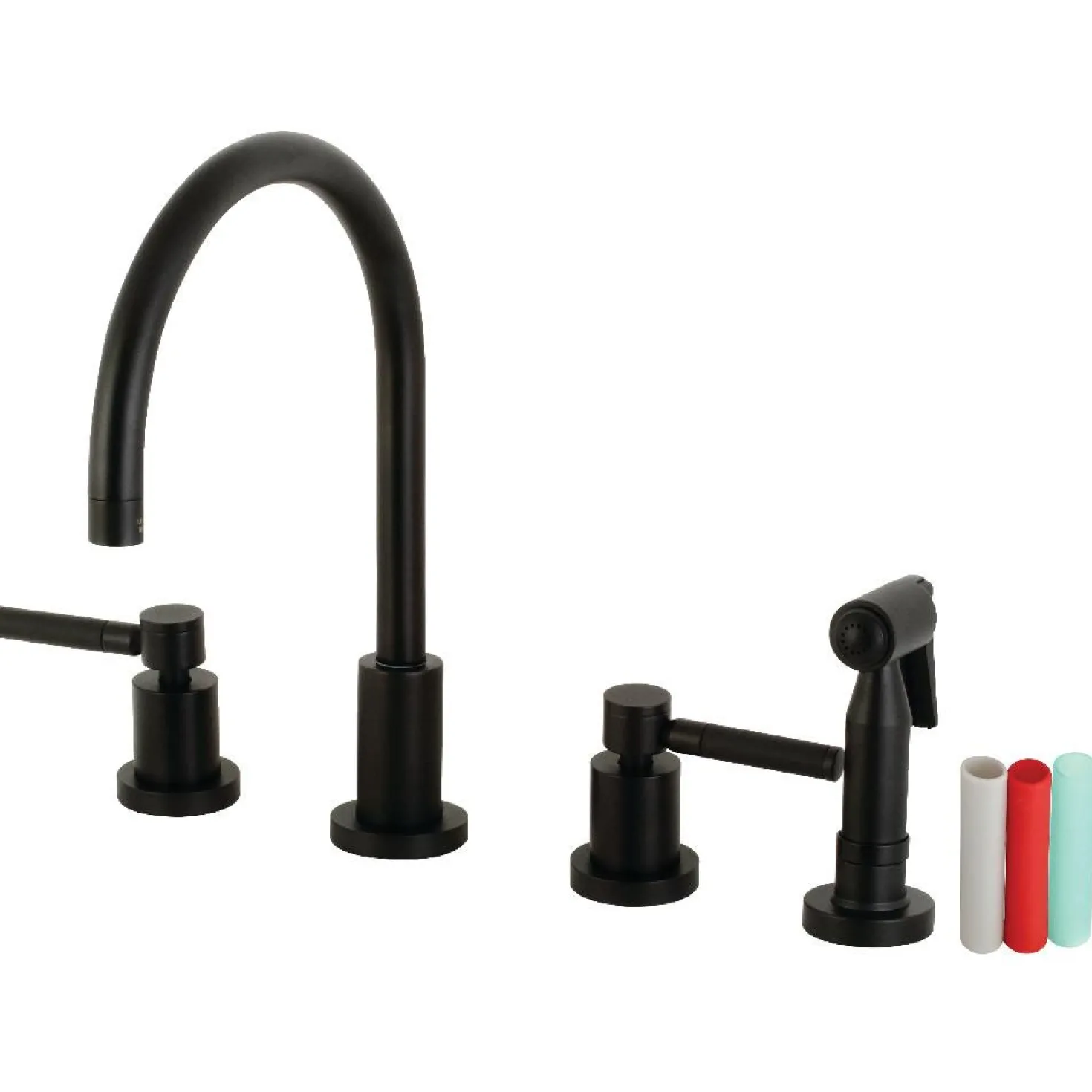 Kingston Brass Kaiser 8-Inch Widespread Kitchen Faucet with Brass Sprayer