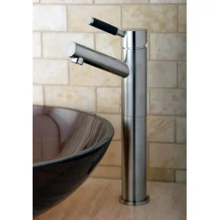 Kingston Brass Kaiser Single Handle Vessel Sink Faucet with Black Silicone Handle