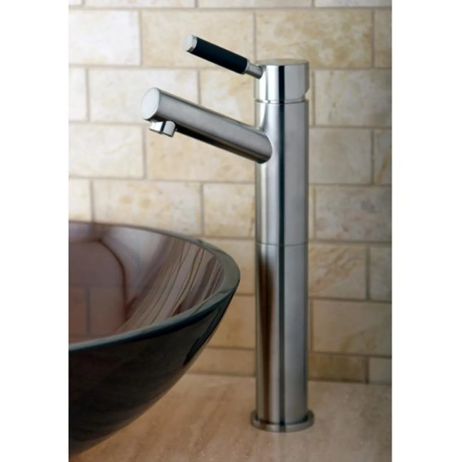 Kingston Brass Kaiser Single Handle Vessel Sink Faucet with Black Silicone Handle