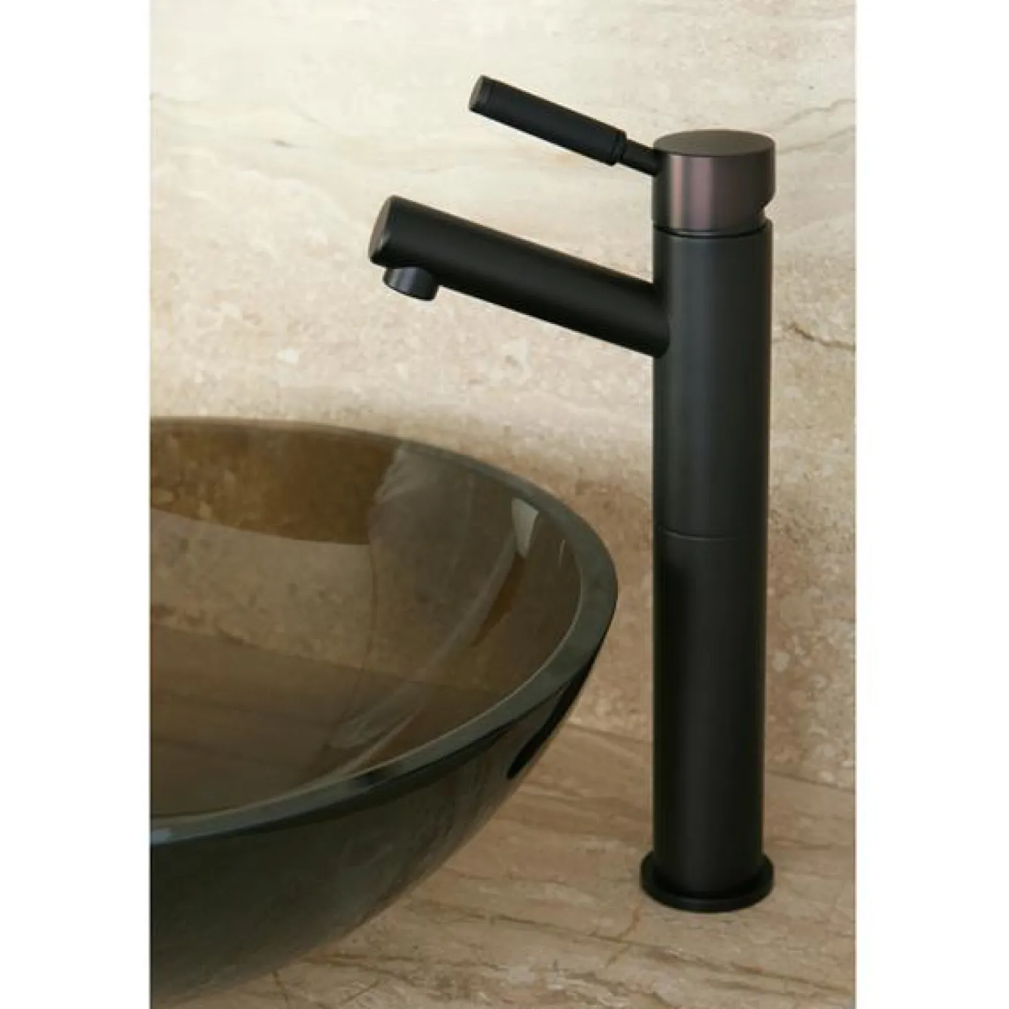 Kingston Brass Kaiser Single Handle Vessel Sink Faucet with Black Silicone Handle