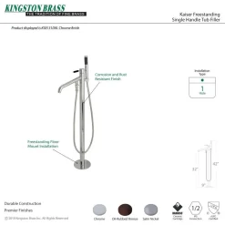 Kingston Brass Kaiser Single Hole Single Handle Freestanding Tub Faucet with Hand Shower
