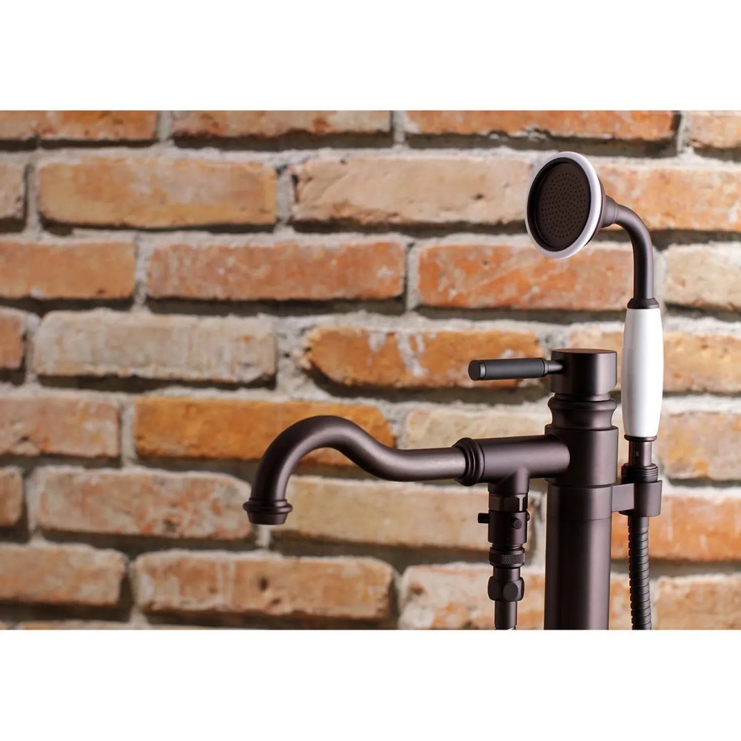 Kingston Brass Kaiser Single Handle Single Hole Freestanding Tub Faucet with Hand Shower