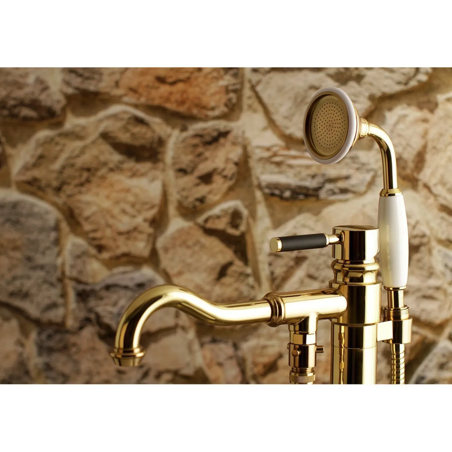 Kingston Brass Kaiser Single Handle Single Hole Freestanding Tub Faucet with Hand Shower
