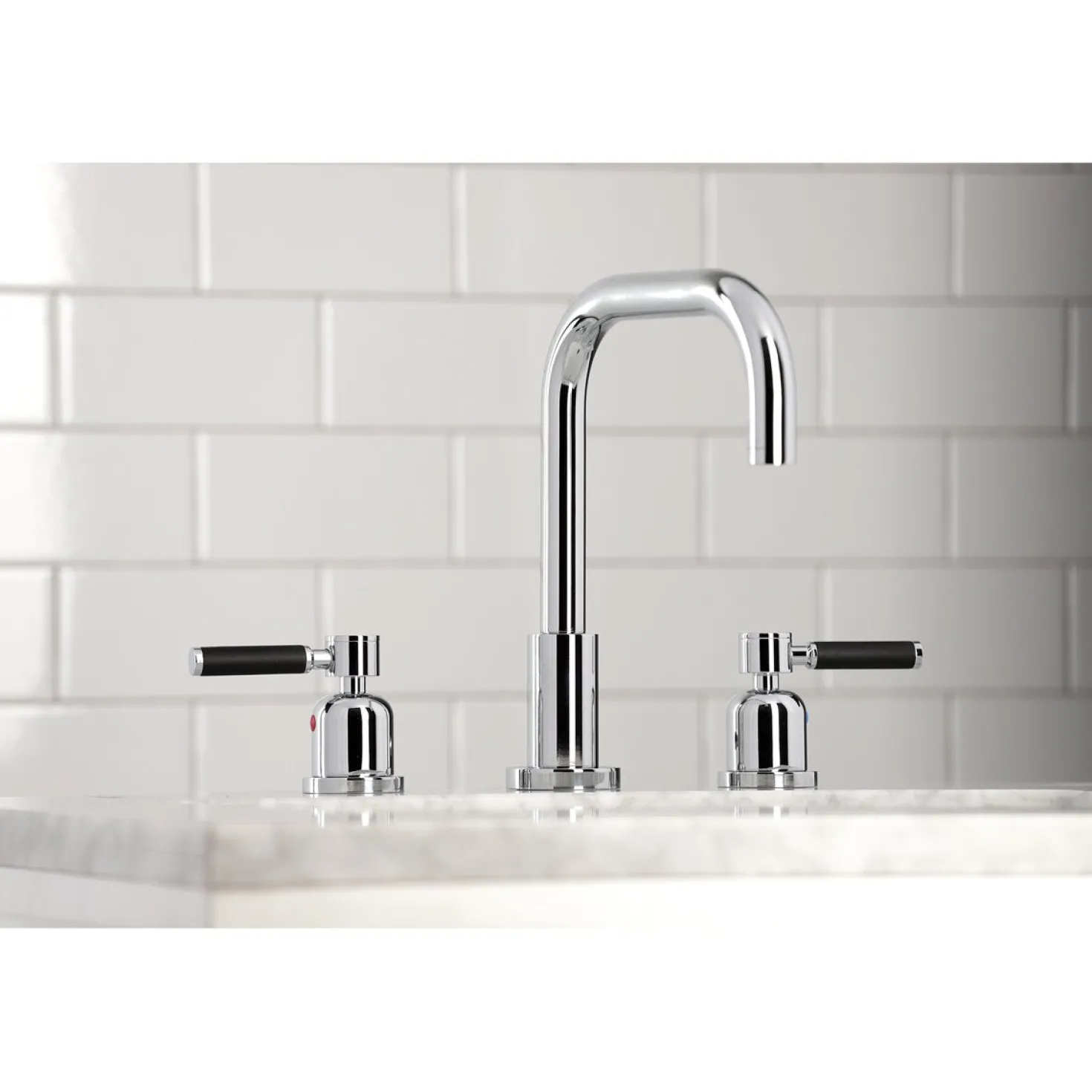 Kingston Brass Kaiser Widespread Bathroom Faucet with Brass Pop-Up