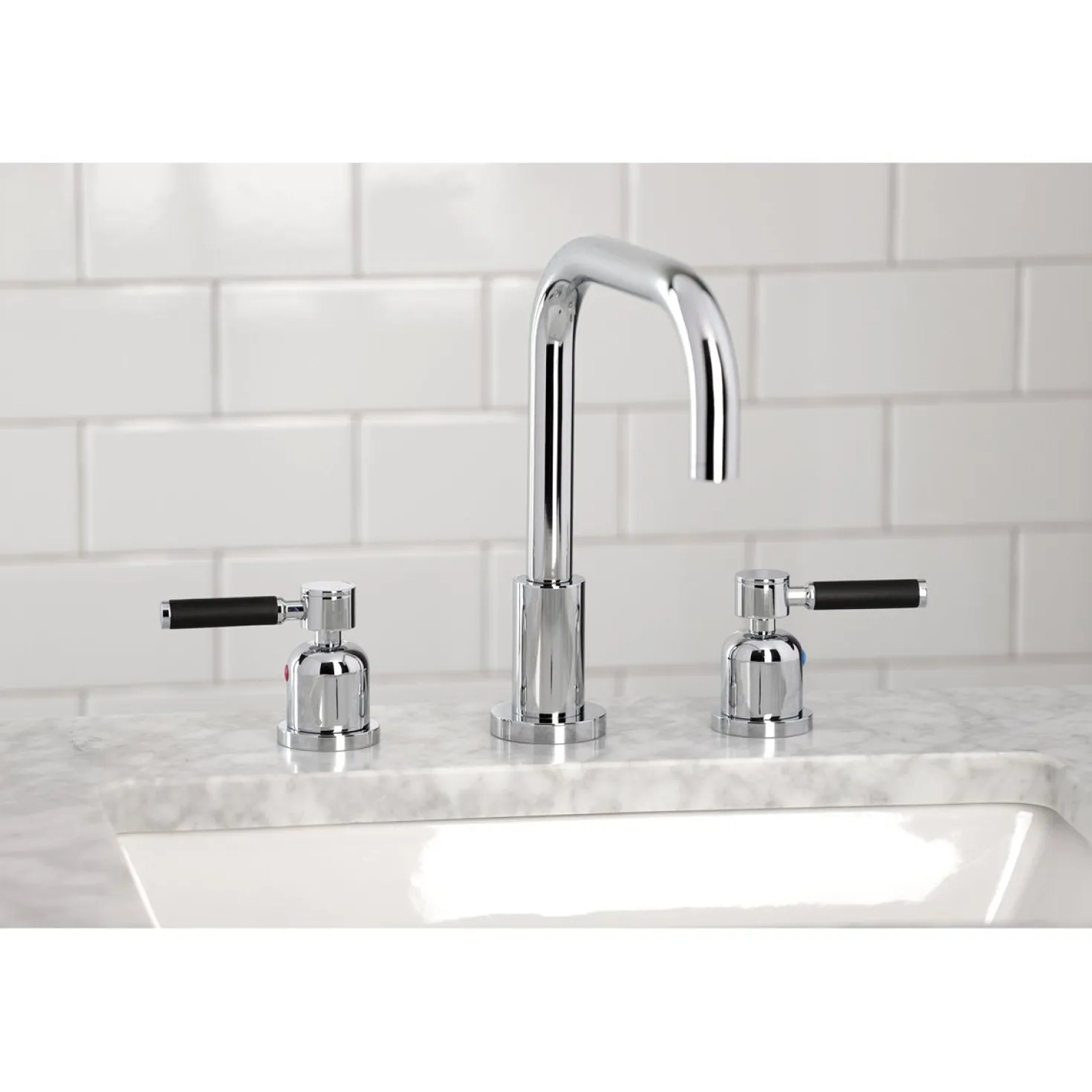 Kingston Brass Kaiser Widespread Bathroom Faucet with Brass Pop-Up