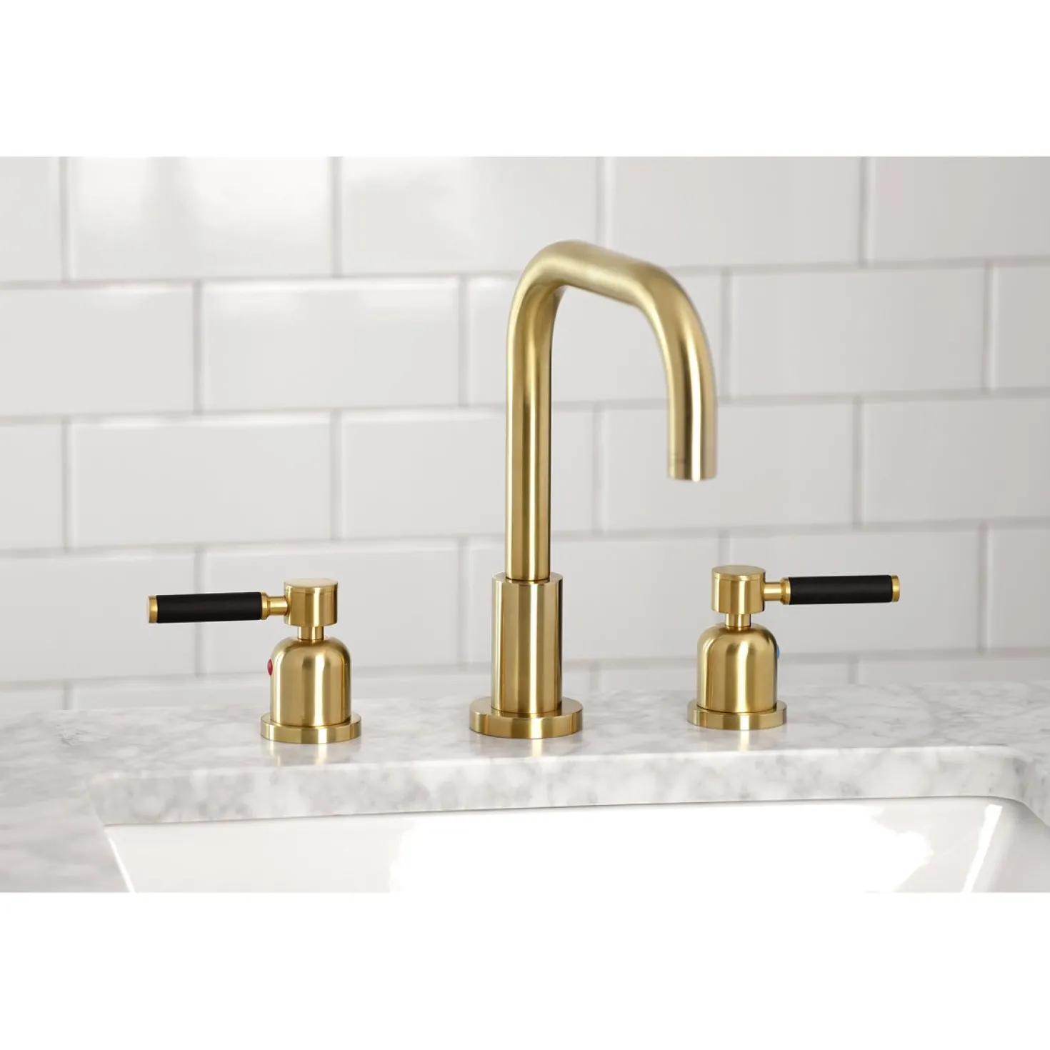 Kingston Brass Kaiser Widespread Bathroom Faucet with Brass Pop-Up