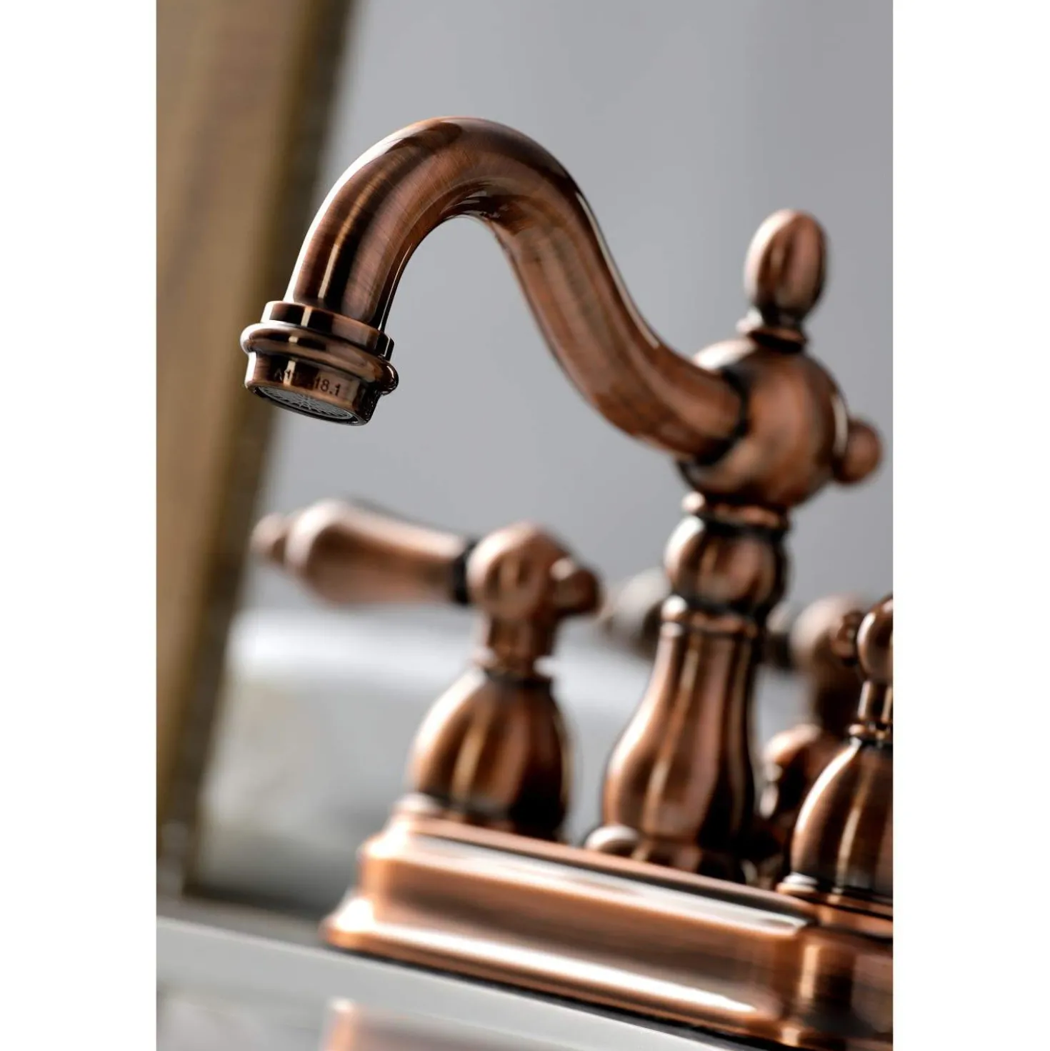 Kingston Brass KB160ALAC Heritage 4 in. Centerset Bathroom Faucet, Antique Copper