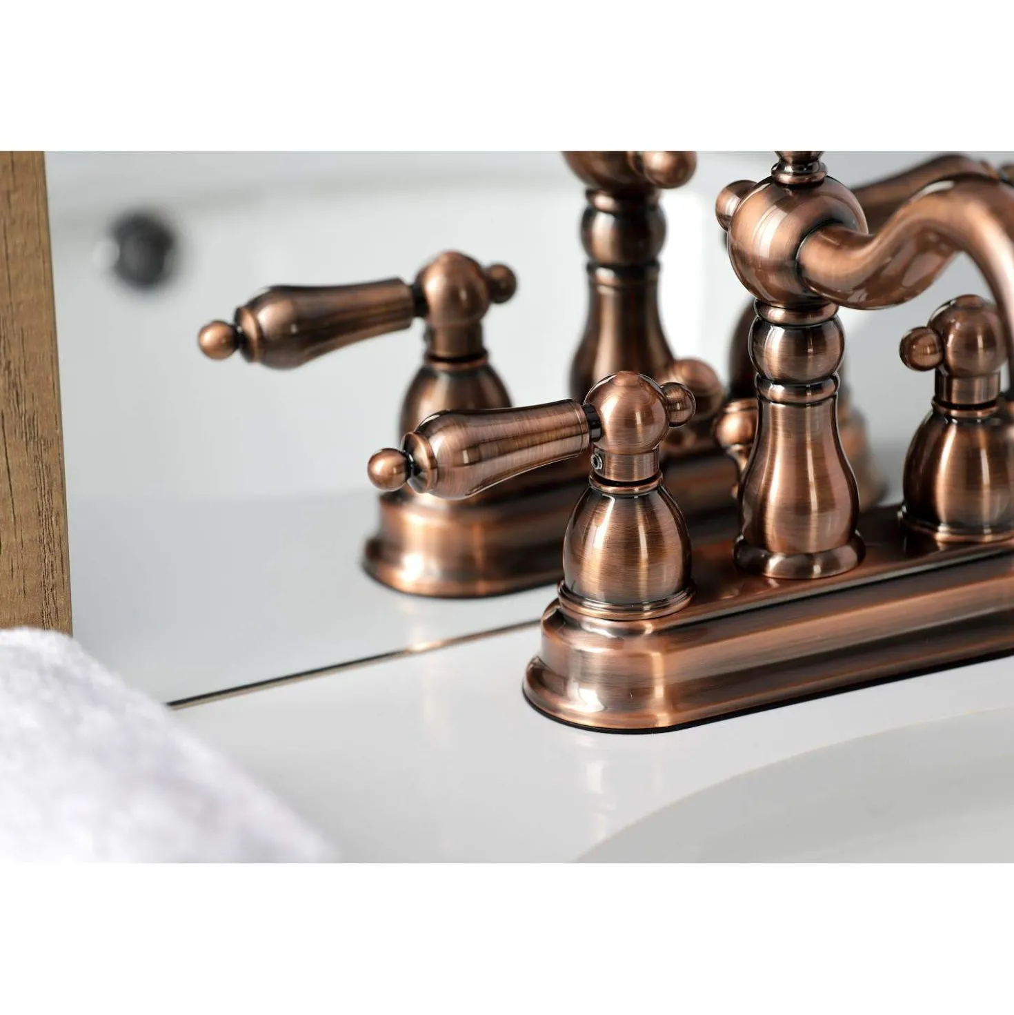 Kingston Brass KB160ALAC Heritage 4 in. Centerset Bathroom Faucet, Antique Copper
