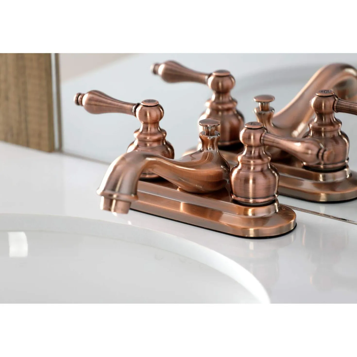Kingston Brass KB606AL Restoration 4 in. Centerset Bathroom Faucet, Antique Copper