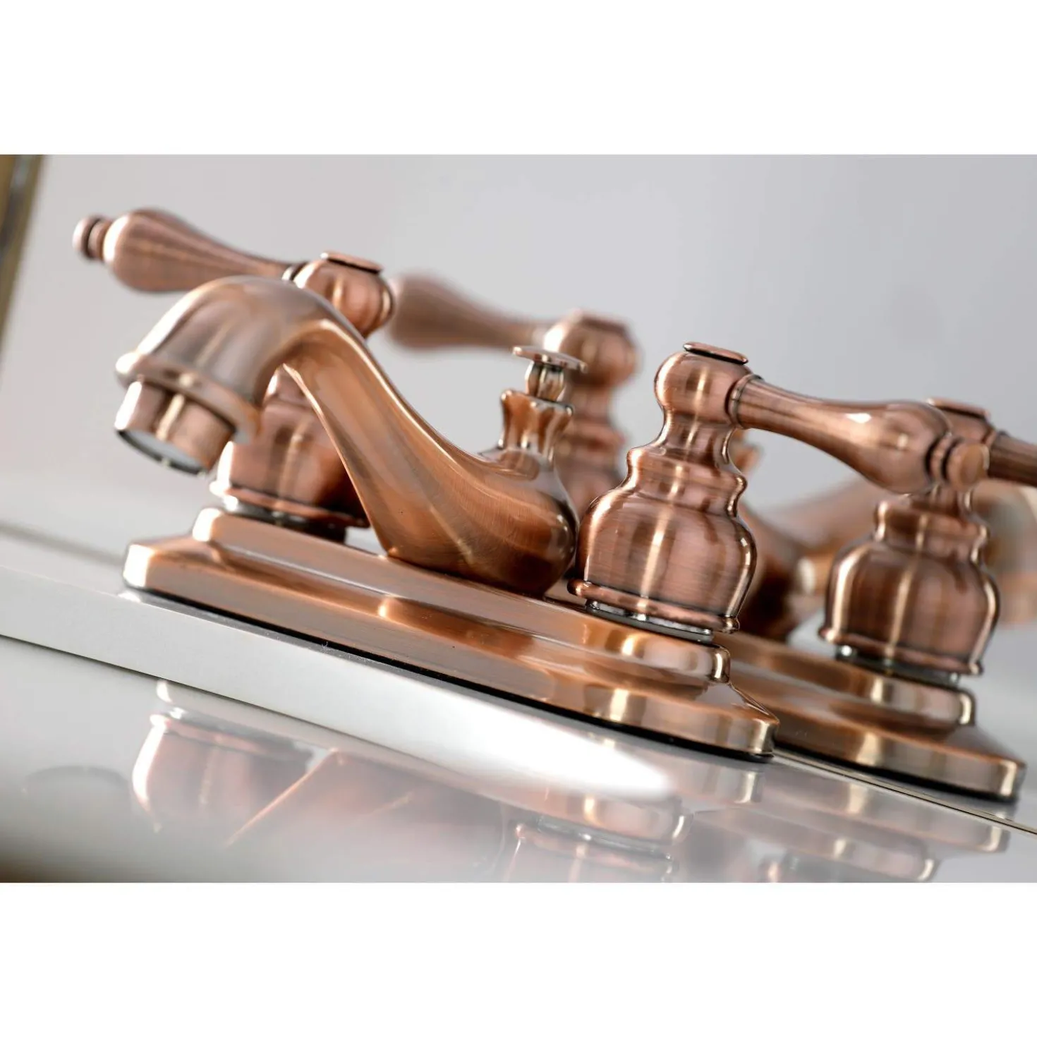 Kingston Brass KB606AL Restoration 4 in. Centerset Bathroom Faucet, Antique Copper