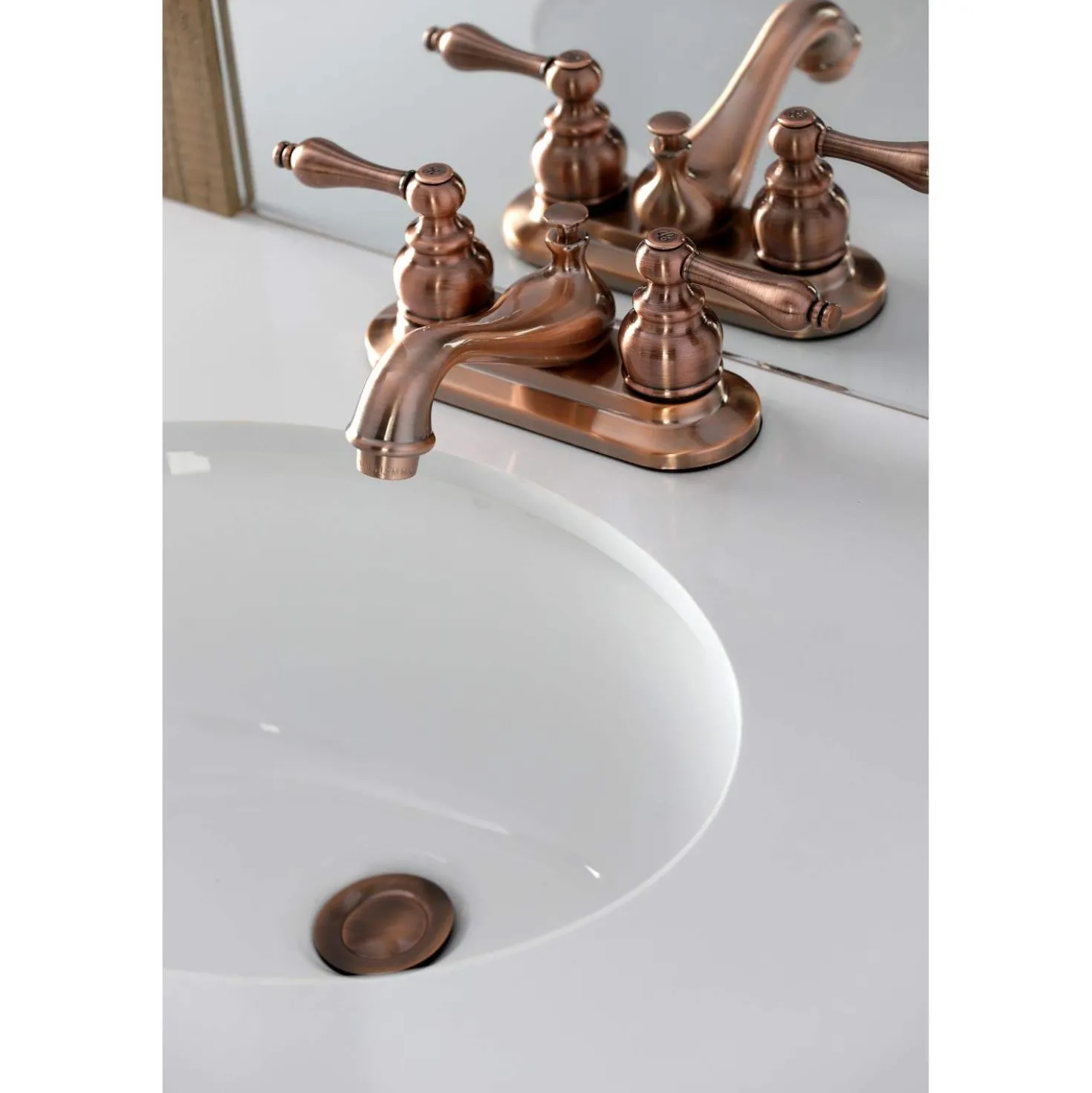 Kingston Brass KB606AL Restoration 4 in. Centerset Bathroom Faucet, Antique Copper