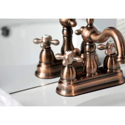 Kingston Brass KB160AXAC Heritage 4 in. Centerset Bathroom Faucet, Antique Copper