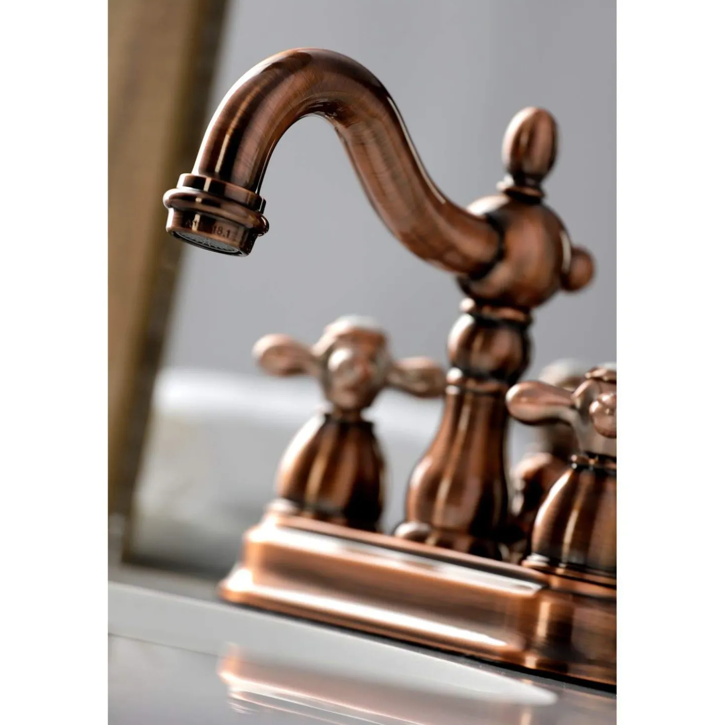 Kingston Brass KB160AXAC Heritage 4 in. Centerset Bathroom Faucet, Antique Copper