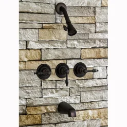 Kingston Brass KB235KL Magellan Three Handle Tub and Shower Faucet
