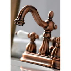 Kingston Brass KB160PLAC Heritage 4 in. Centerset Bathroom Faucet, Antique Copper