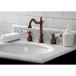 Kingston Brass KB197PLAC 8 in. Widespread Bathroom Faucet, Antique Copper