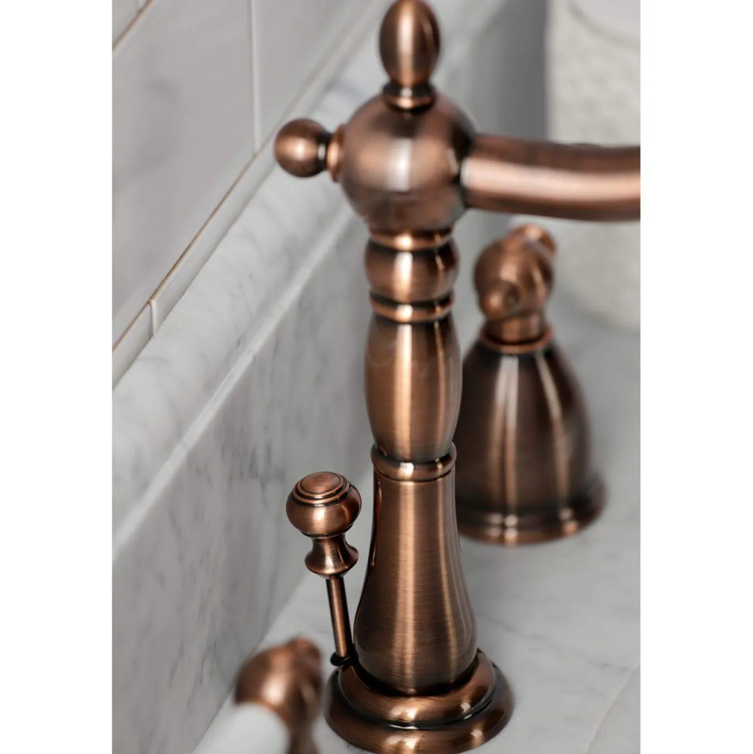 Kingston Brass KB197PLAC 8 in. Widespread Bathroom Faucet, Antique Copper