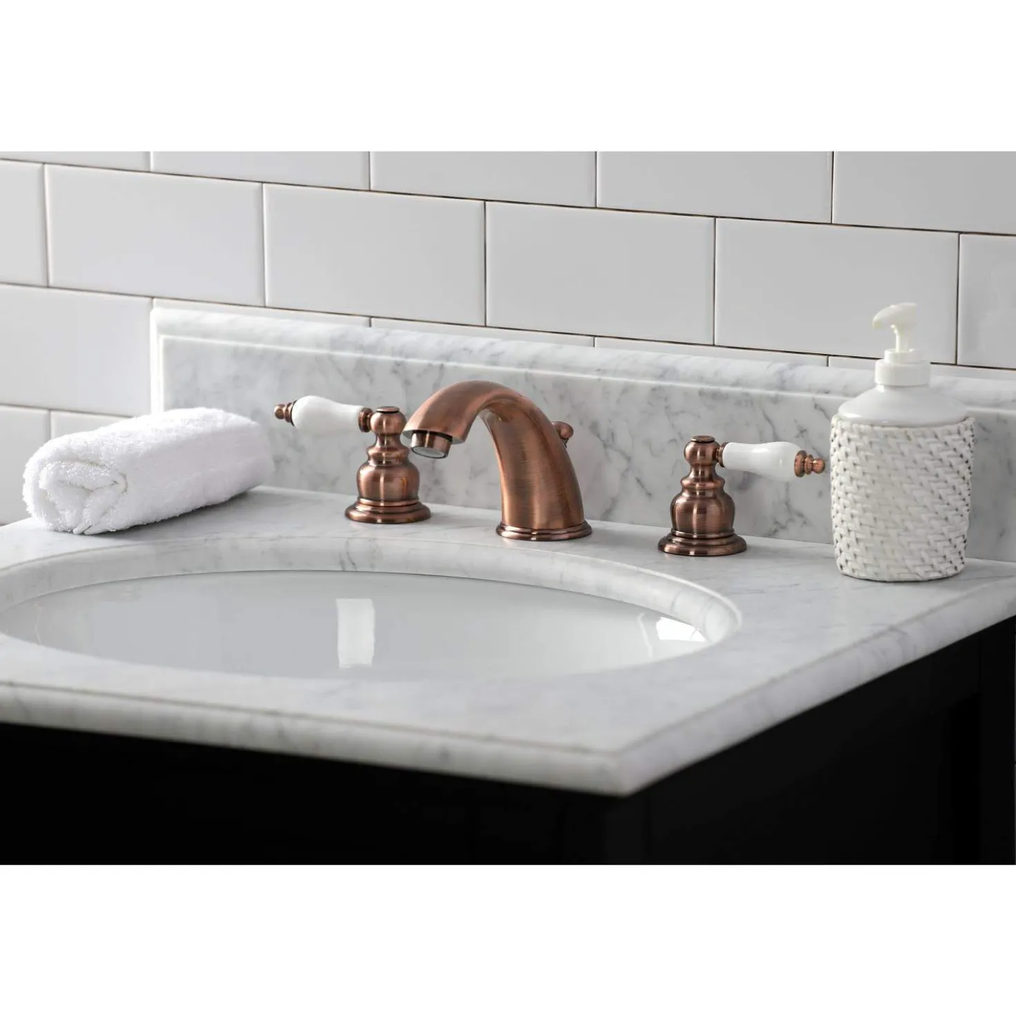 Kingston Brass KB966PL Magellan Widespread Bathroom Faucet, Antique Copper