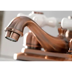 Kingston Brass KB606PX Restoration 4 in. Centerset Bathroom Faucet, Antique Copper