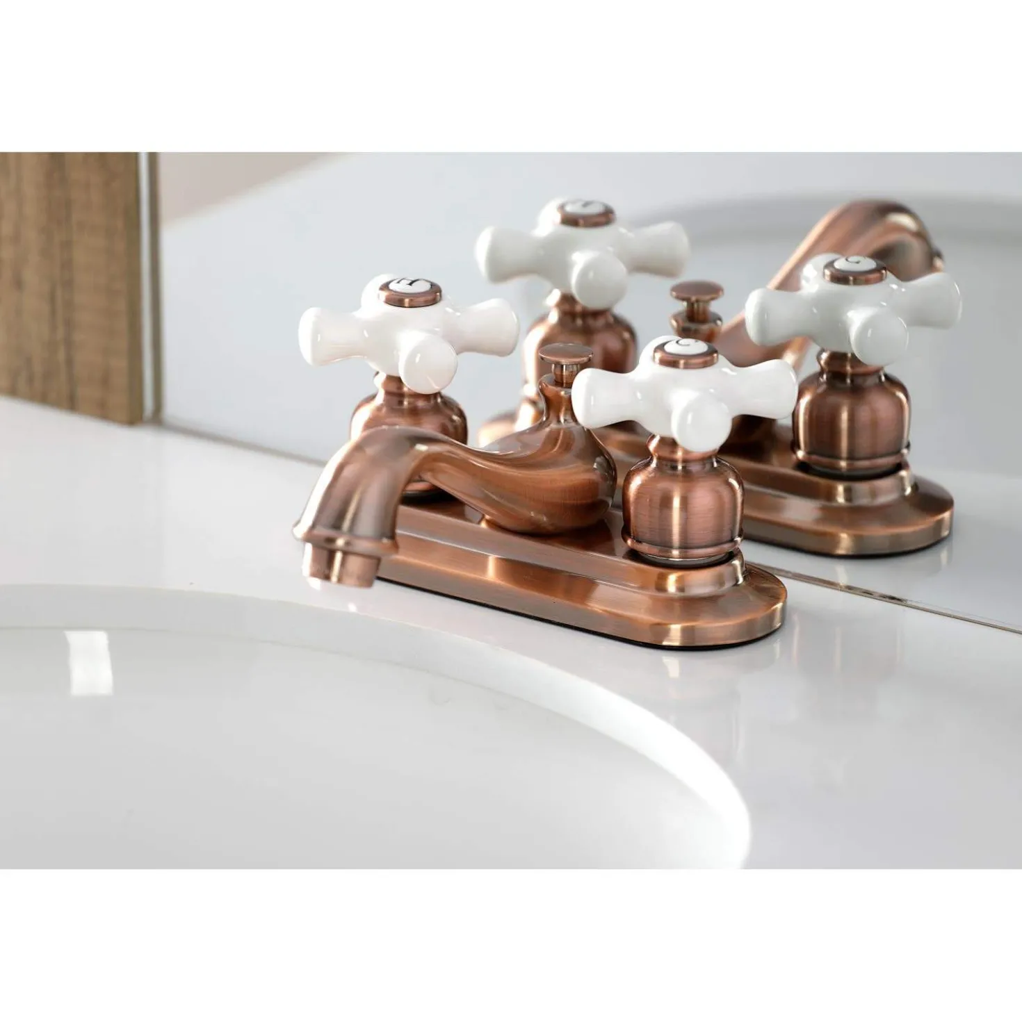 Kingston Brass KB606PX Restoration 4 in. Centerset Bathroom Faucet, Antique Copper