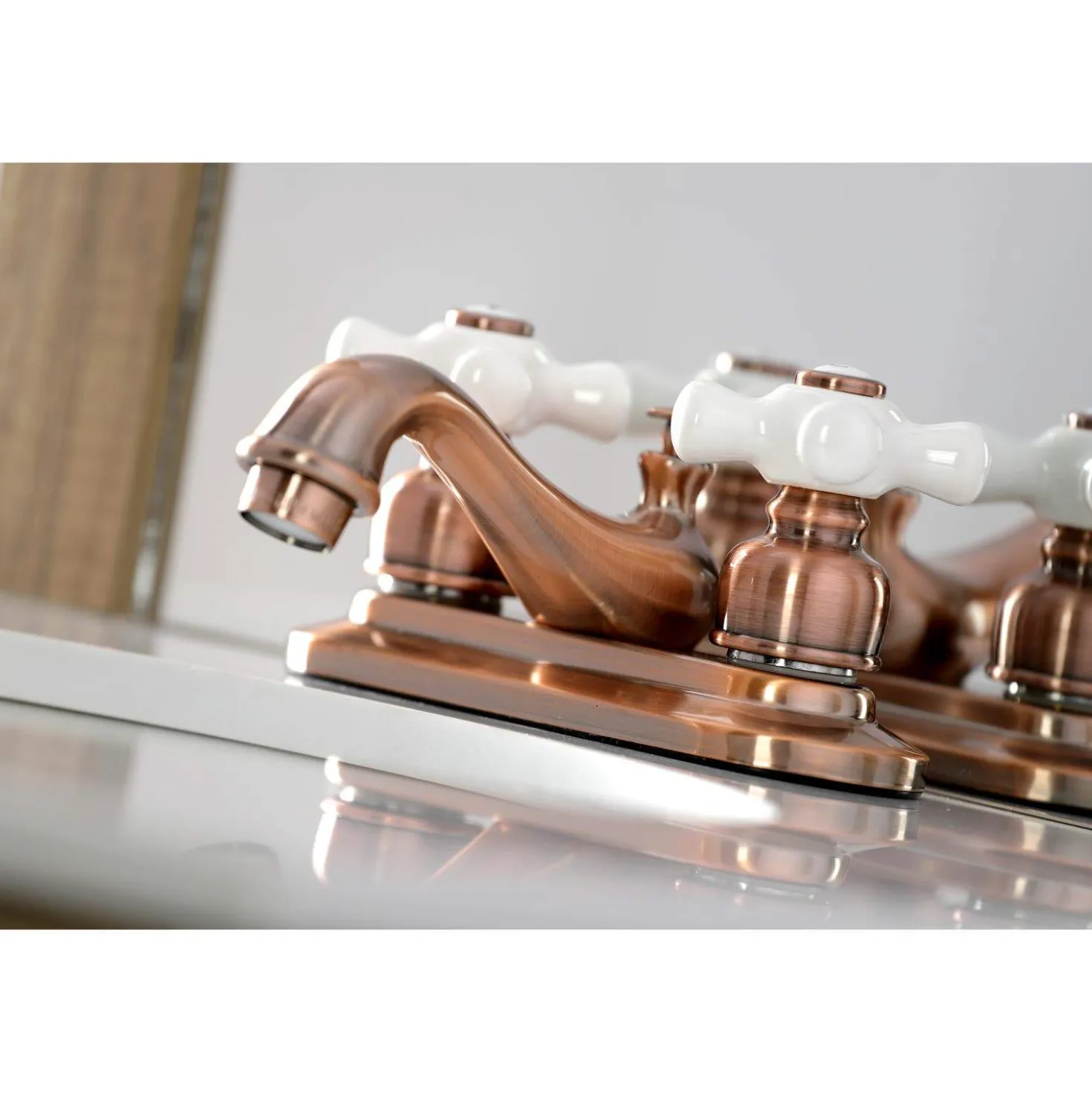 Kingston Brass KB606PX Restoration 4 in. Centerset Bathroom Faucet, Antique Copper