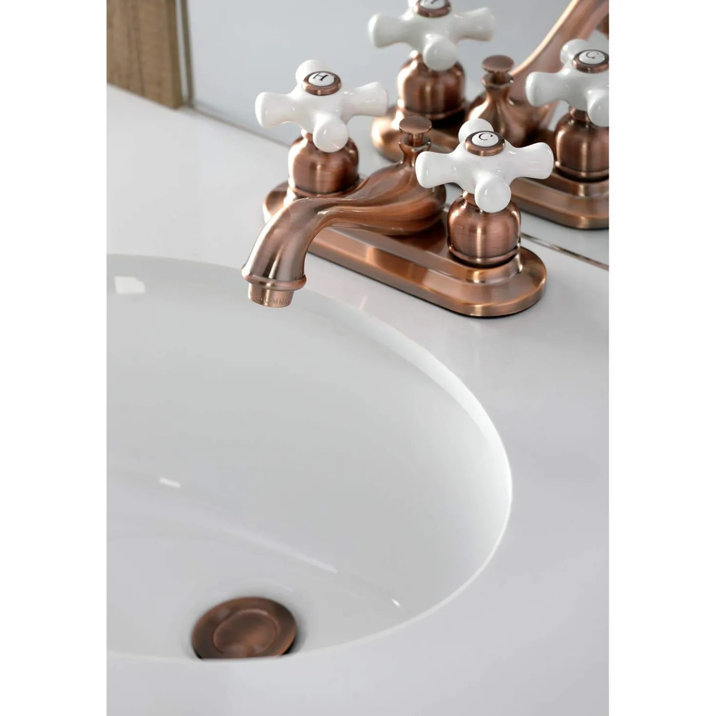 Kingston Brass KB606PX Restoration 4 in. Centerset Bathroom Faucet, Antique Copper